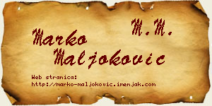 Marko Maljoković vizit kartica